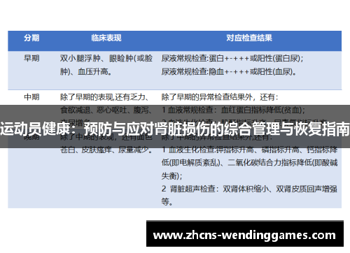 运动员健康：预防与应对肾脏损伤的综合管理与恢复指南